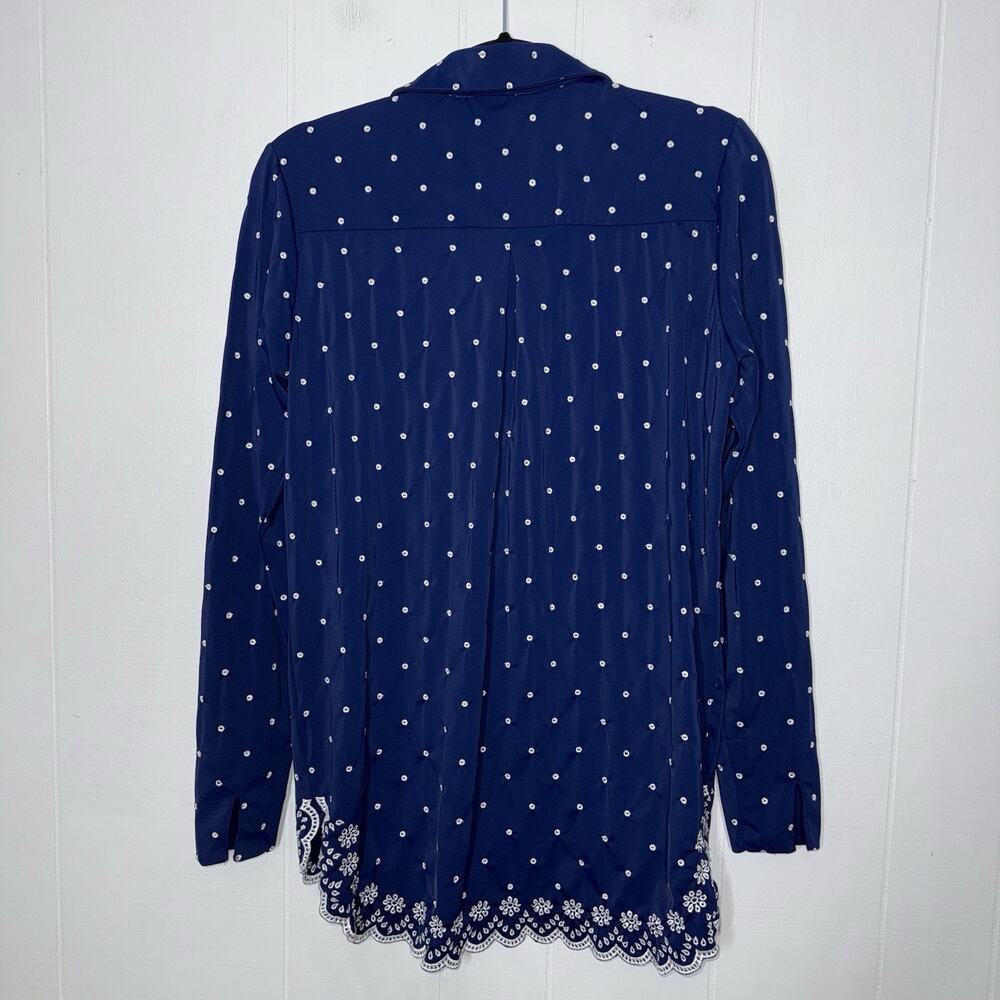 Jude Connally Women’s Hadley Tunic Top Embroidered Dots Scalloped Hem Navy 8 - Picture 2 of 6